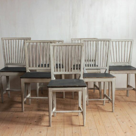 821 set of 7 gustavian chairs